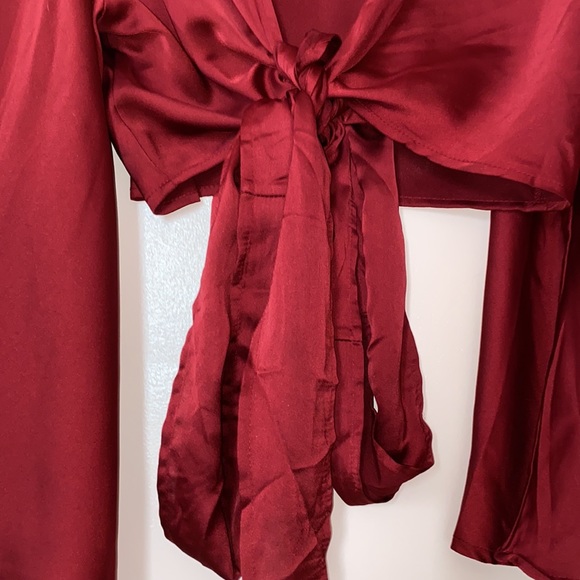 Satin Effect Cross Tie Blouse - Picture 4 of 9